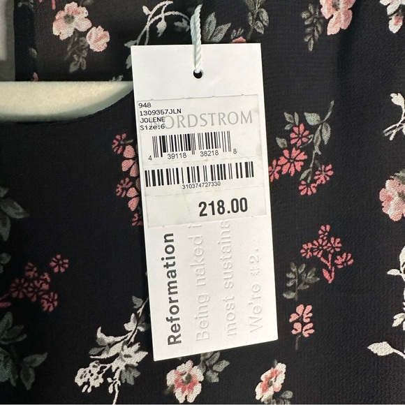 NWT Reformation Black Half Sleeve Short Dress in Jolene Floral SZ US 6, M - Picture 9 of 12